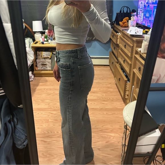 Zara full length trf mid-length wide leg jeans - Picture 6 of 6